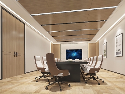 Modern Conference Room Company Office Conference Room Negotiation Room Report Room Conference Table and Chair Projector Curtain Wall Modeling Background Wall 3d model