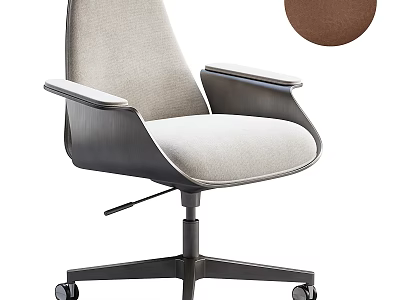 Modern Office Chair With Light Gray Fabric Dark Armrests Brown Option And Wheels 3d model