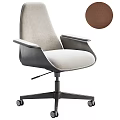 Modern Office Chair With Light Gray Fabric Dark Armrests Brown Option And Wheels