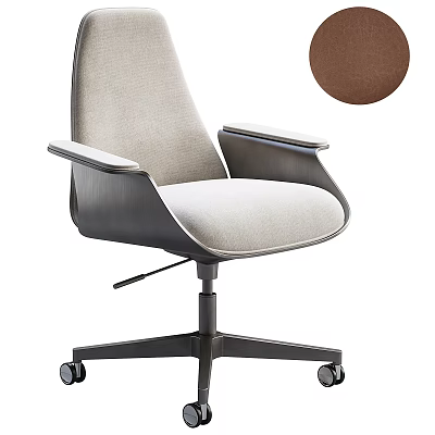 Modern Office Chair With Light Gray Fabric Dark Armrests Brown Option And Wheels 3d model