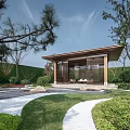 Courtyard Garden Design With Winding Paths Stone Stepping Stones Circular Ornaments And Lush Greenery