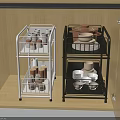 Kitchen Cabinet Storage Shelf With Metal Racks For Dishes Bowls And Cups