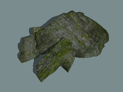 Mossy Natural Stone And Wooden Elements In Rustic Landscape Design 3d model