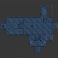Cartoon Scene With Blue Stone Pillars Stone Floor Dark Entrance And Golden Decorations