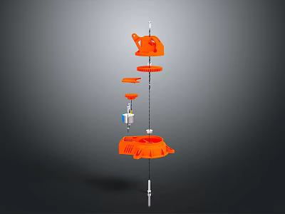 Orange Multi Layer Hardware Tool Rack With Hanging Components And Stable Base 3d model