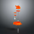 Orange Multi Layer Hardware Tool Rack With Hanging Components And Stable Base 3d model