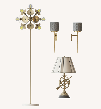 Jane European lamps and lanterns combination floor lamp table lamp wall lamp 3d model