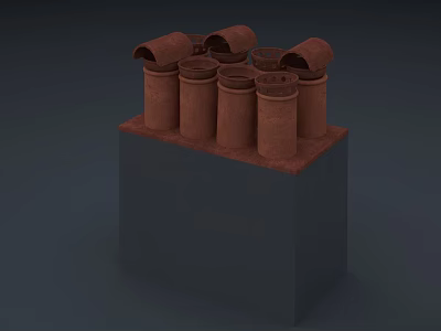 Brown Air Conditioner Vents Design With Multiple Units On Black Base 3d model