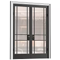 Modern Black Frame Double Glass Doors With Grid Design For Interior 3d model
