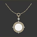 Elegant Gold Chain Fashion Necklace With Round White Center Pendant And Decorative Accents