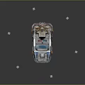 Silver Futuristic Car Surrounded By Yellow Warning Lines And Street Lamps