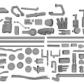 Assorted Mechanical Parts And Hardware Components With Various Shapes And Sizes 3d model