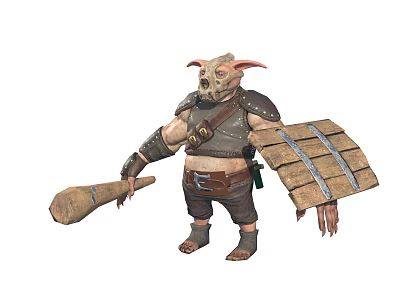 Modern Wild Boar Warrior Game Character Anime Character 3d model