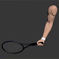 Prosthetic Arm Holding Tennis Racket On Gray Background With Reflection