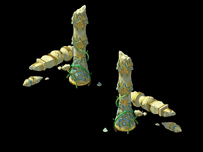 The cloud column of modern column destruction 3d model
