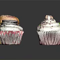 Assorted Decorated Cupcakes With Various Toppings And Flavors On Black Surface