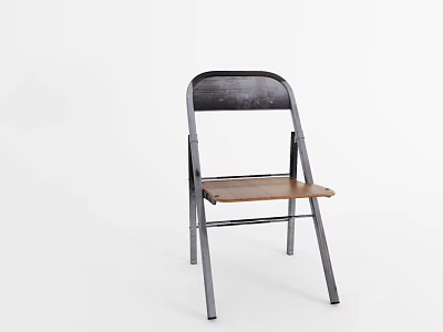 Simple Modern Dining Chair with Metal Frame and Wooden Seat for Home Dining Room 3d model
