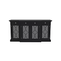 Elegant Black Dining Sideboard With Glass Doors And Decorative Patterns 3d model