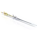 Ornate Decorative Sword As Mythical Weapon With Gold Silver Accents And Sharp Blade