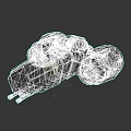 Red Blocky 3D Model Car With Large Wheels And Futuristic Design