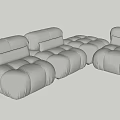 White Modular Sectional Sofa With Soft Plush Cushions And Modern Design 3d model