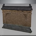 Traditional Brick Garden Wall With Tile Roof And Carved Stone Base