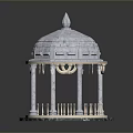 Elegant Stone Dome Pavilion With Circular Base And Intricate Carved Columns Design