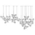 Modern Elegant Chandelier with Multiple Transparent Glass Balls and Golden Frames