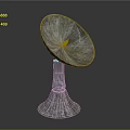 Metallic Horn Shaped Decorative Sculpture With Shiny Surface And Polished Base