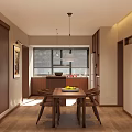 Modern Minimalist Living Dining Room With Sofa Coffee Table TV Large Window And Wooden Floor