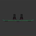 Electric Skateboard With Black Deck Green Circular Lights And Red Strap Foot Bindings