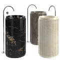 Elegant Ribbed Pedestal Washbasins In Black Dark Gray And Beige Marble With Faucets