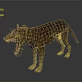 Realistic Standing Tasmanian Tiger With Open Mouth And Striped Body