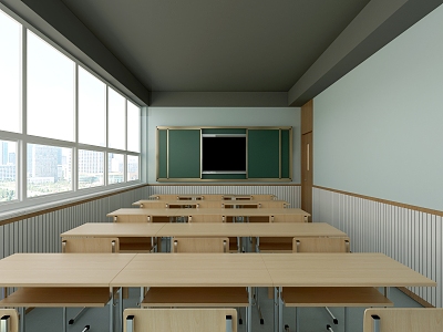 Modern Classroom Training Classroom and Corridor 3d model