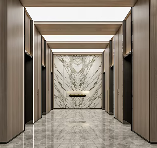 modern elevator hall 3d model