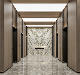 modern elevator hall 3d model