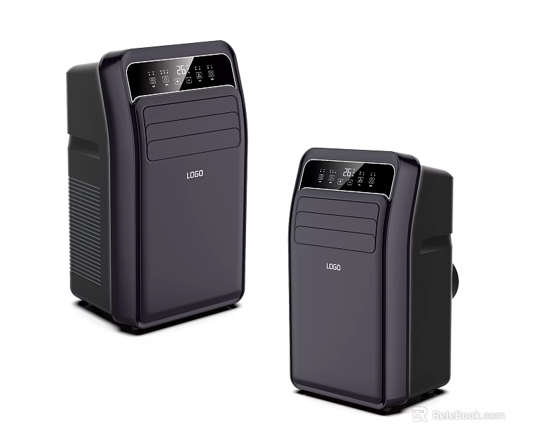 Modern Black Air Conditioner Fans With Digital Display And Compact Design 3d model 
