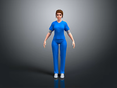 Professional Medical Staff in Blue Uniform Standing Pose 3D Rendering 3d model