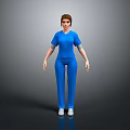 Professional Medical Staff in Blue Uniform Standing Pose 3D Rendering