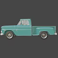 Vintage Light Blue Pickup Truck With Classic Design And Retro Details