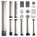 Chinese-style Column Carved Component 3d model