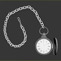 Classic Silver Open Pocket Watch With Roman Numeral Dial Metal Link Chain And Reflection