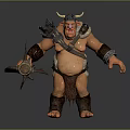 Muscular Fantasy Minotaur Brute With Horns And Giant Iron Axe