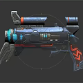 Futuristic Sci Fi Weapon Featuring Blue Red Accents And Tactical Design Elements