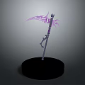 Purple Decorative Scythe Weapon With Curved Blade Ornate Handle And Black Base