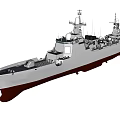 Modern Naval Warship Sailing On Open Ocean With Clear Sky Background 3d model