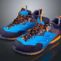Blue Orange Outdoor Sneakers With Textured Upper Lace Up Design And Durable Sole