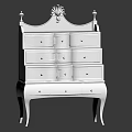 Elegant Traditional Wooden Decorative Cabinet With Multiple Drawers And Carved Details