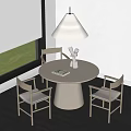 Simple Dining Table and Chair Leisure Table and Chair Solid Color Round Table Negotiation Table and Chair Solid Wood Dining Chair 3d model