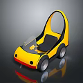 Yellow Small Concept Car With Black Seat Transparent Windshield And Red Bumper